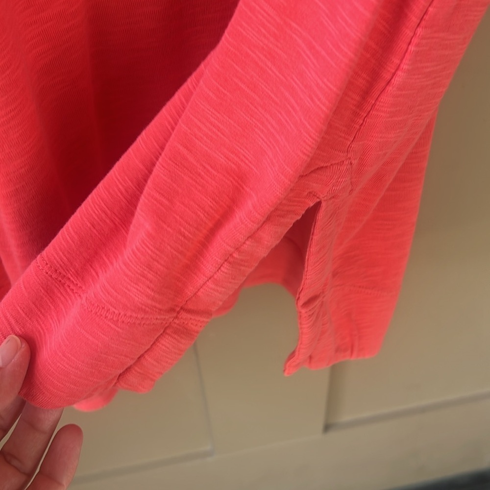 J.Jill Sz L Essential Pima Shirttail Tunic in Orange Coral Slub Pima Cotton - Picture 4 of 7